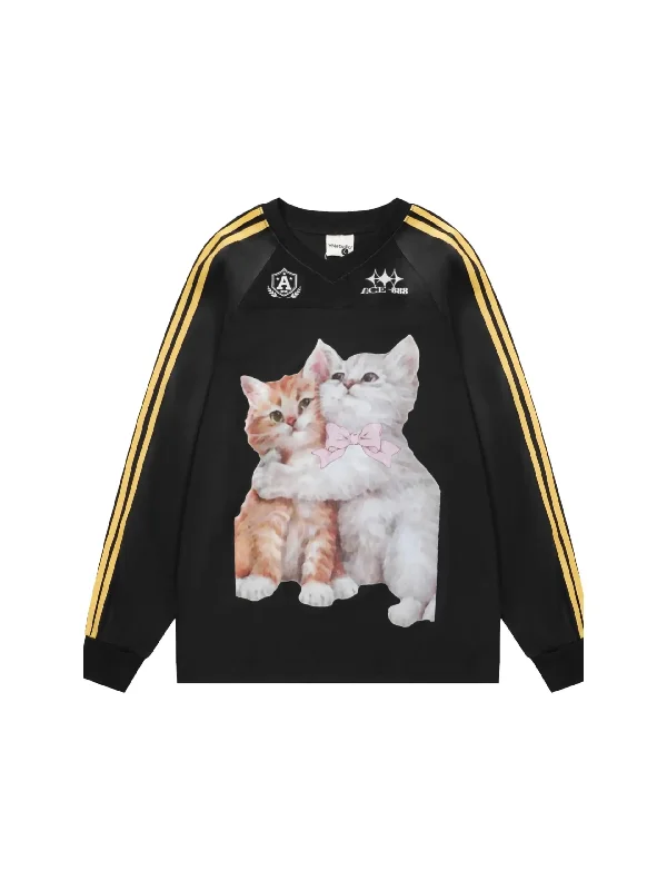 'Bestie' Bloke Core Cat Prints Casual Oversized Shirts Layered Multi-layer Single Layer 'Bestie' Bloke Core Cat Prints Casual Oversized Shirts Layered Multi-layer Single Layer