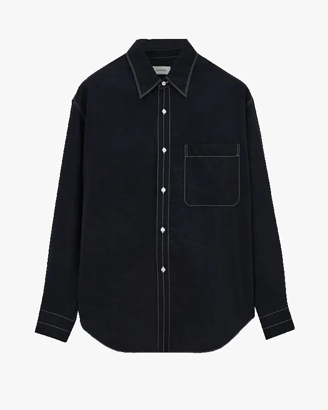 Easy Shirt w Contrasted Stitch Solid Color Striped Floral