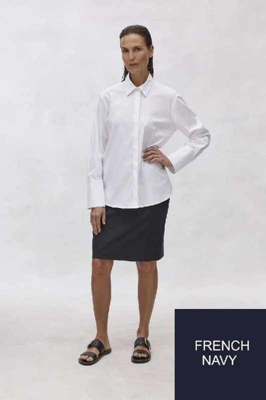 Smooth Shirt in French Navy F65 8560 by Mela Purdie Iron Safe Non-Iron Wrinkle Free