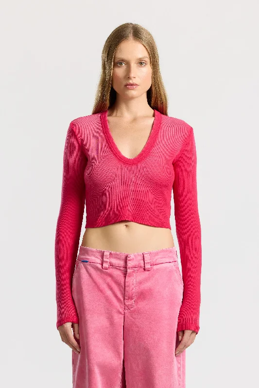 Verona Crop U-Neck Shirt (Sale) Notch Collar Peter Pan Collar Cowl Neck