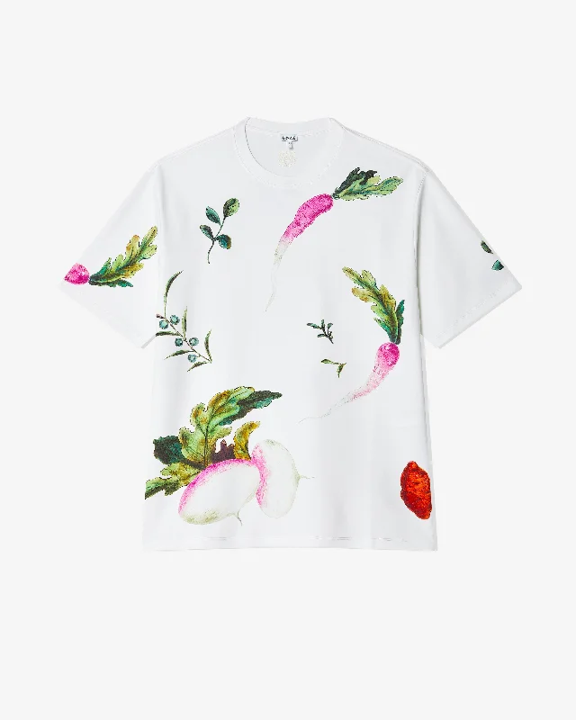 Loewe - Women's Oversized Fit T-Shirt - (White/Multi) Collared Crew Neck Turtle Neck