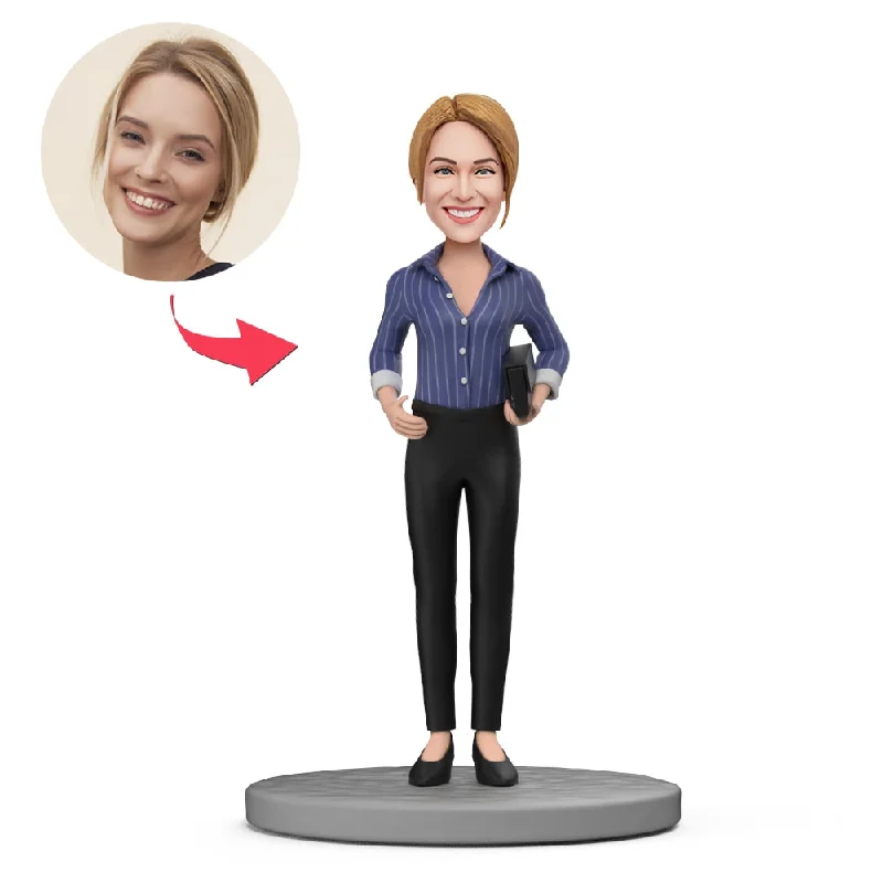 Blue Shirt and Black Pants Custom Bobblehead with Engraved Text Oversized T-Shirt Spandex breathable Blue Shirt and Black Pants Custom Bobblehead with Engraved Text Oversized T-Shirt Spandex breathable