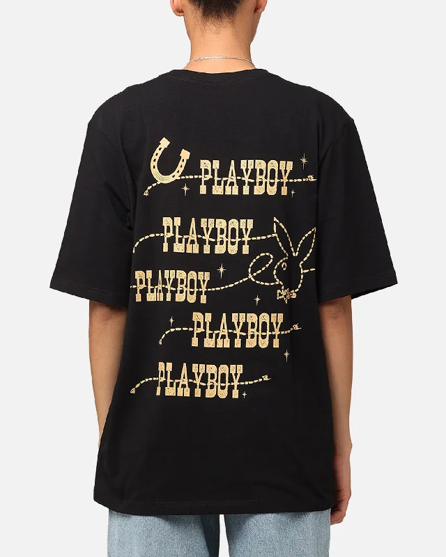 Playboy Western T-Shirt Black Anti-Shrink Durable Soft