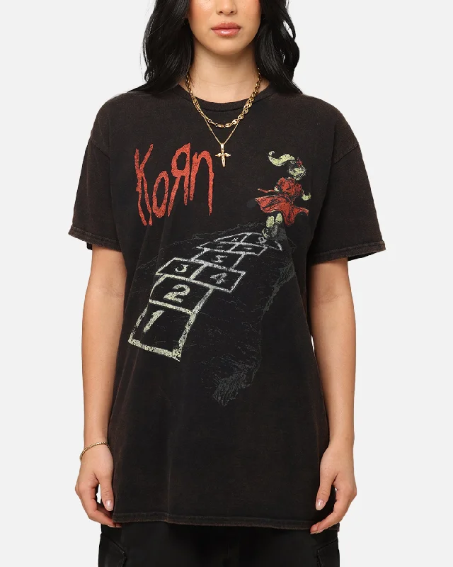 Korn Follow The Leader T-Shirt Black Vintage Asymmetrical Pockets Print