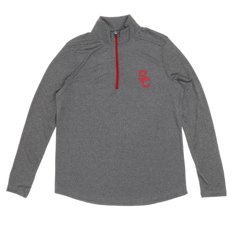 USC Trojans Women's Rockland Quarter Zip Shirt - Charcoal Basic T-Shirt Crew Neck Short Sleeve USC Trojans Women's Rockland Quarter Zip Shirt - Charcoal Basic T-Shirt Crew Neck Short Sleeve
