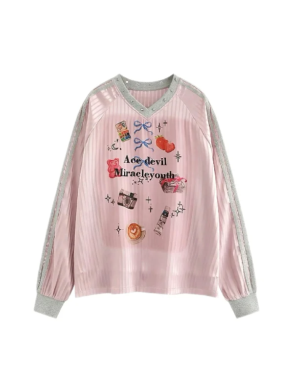 'Candy Jar' Bloke Core Cute  Striped Ribbon Shirts Elasticated Padded Insulated