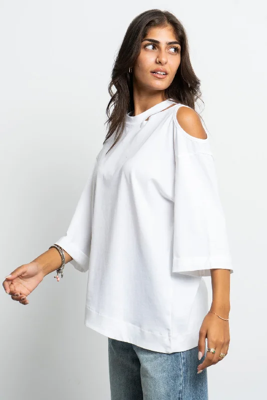 Cutout Oversized T-shirt - Mitcha Label Jersey Fabric Tulle Fabric Batik Fabric