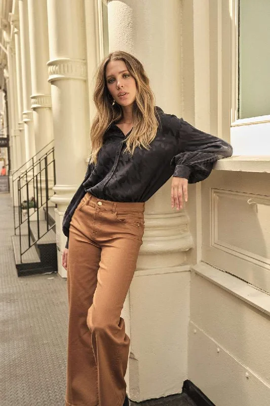 Tan Alia Shirt in Salute Navy 145400MT1 by Mos Mosh Welt Pockets Slit Pockets