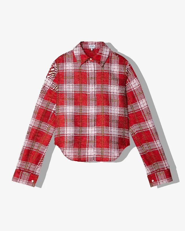 Loewe - Women's Plaid Shirt - (Red/White) Print Jacquard Patchwork