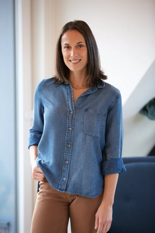 Bella Dahl Shirt Tail Button Down Front Pockets Side Pockets Patch Pockets