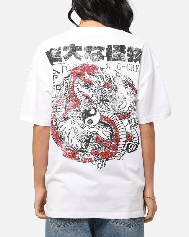 Goat Crew Osaka Dragon T-Shirt White Satin Fabric Silk Fabric Chiffon Fabric