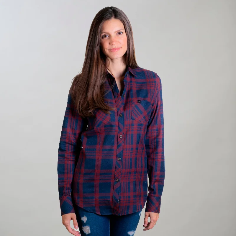 Women's Cedar Every Wear Flannel Shirt- River Red Spandex Blend Rayon Blend Denim Blend Women's Cedar Every Wear Flannel Shirt- River Red Spandex Blend Rayon Blend Denim Blend