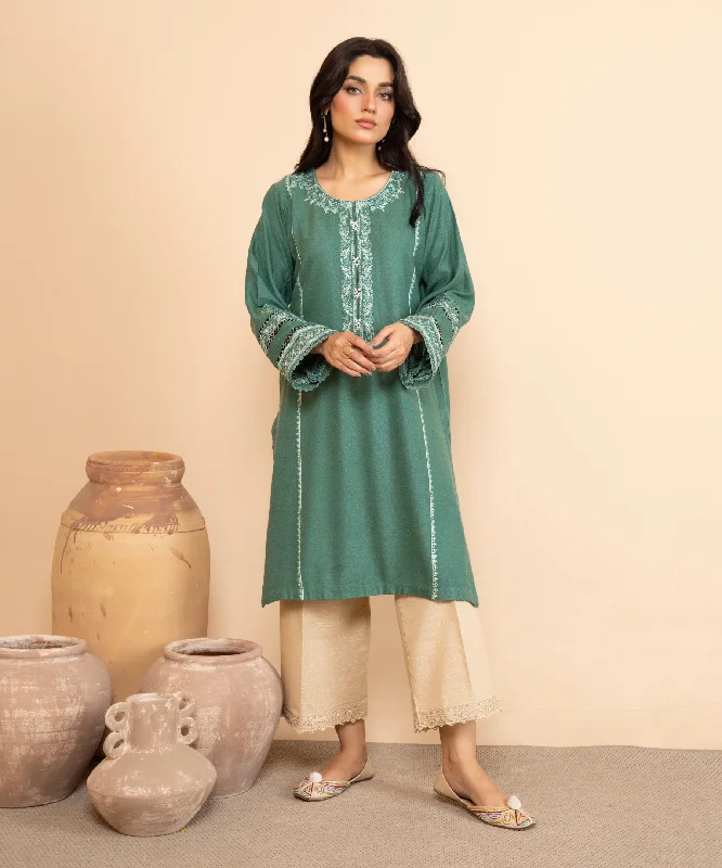 Solid Green Shirt - LDS 1008 Asymmetrical Pockets Print
