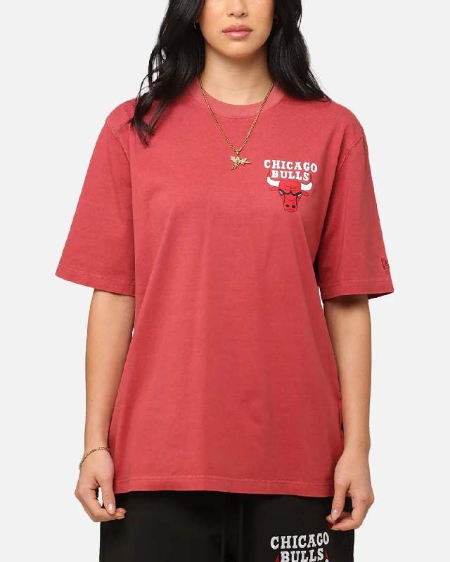 New Era Chicago Bulls Washed NBA T-Shirt Burgundy Print Jacquard Patchwork