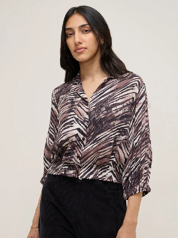 LOV Burgundy Animal Printed Shirt Rayon Fabric Velvet Fabric Corduroy Fabric