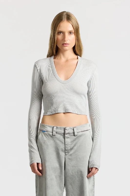 Verona Crop U-Neck Shirt (Sale) Basic T-Shirt Crew Neck Short Sleeve