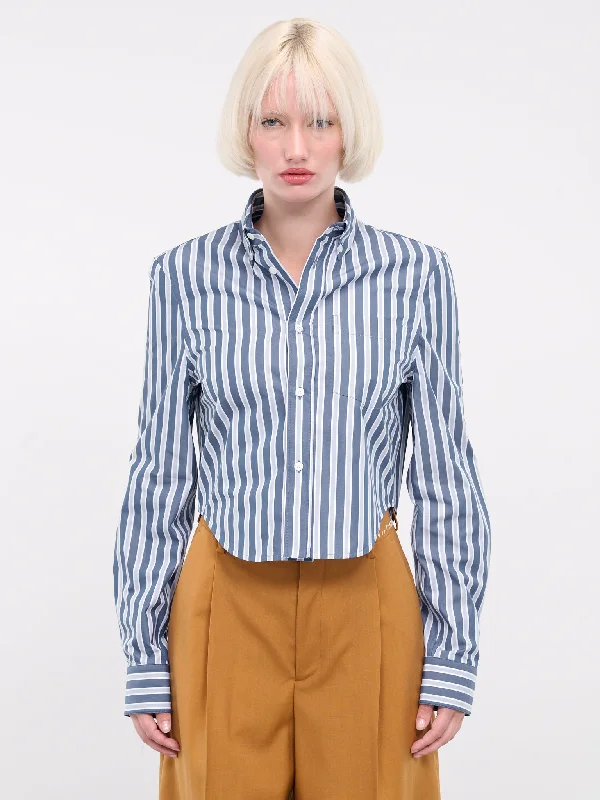 Cropped Stripe Shirt (CAMA0579S0-UTC336-BLUE-STRIPES) Casual Formal Business