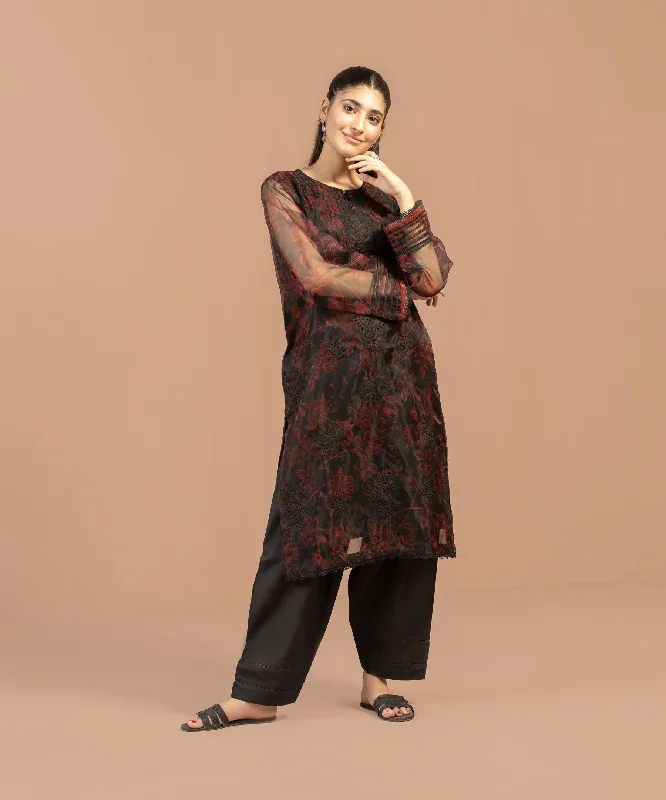 Black Embroidered Shirt - LDS 892 Lace Blend Ribbed Blend Corduroy Blend