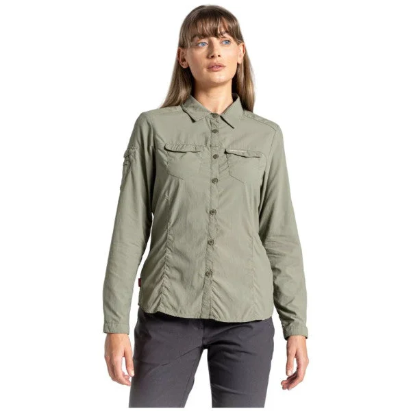 Craghoppers Nl Adv Ls Shirt Cws482 Moss Silk Blend Satin Velvet