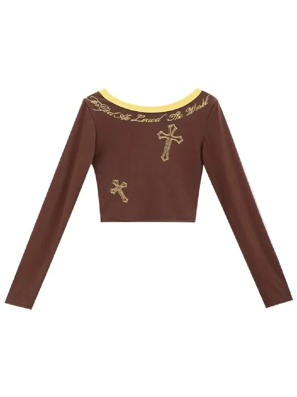 'Wish Me' Vintage Irregular Collar Cross Crop Shirts Hooded Caped Shawl Collar