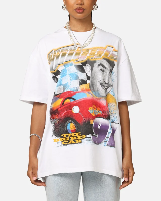 Goat Crew X The Wiggles Greg Wiggle Heavy T-Shirt White Notch Collar Peter Pan Collar Cowl Neck Goat Crew X The Wiggles Greg Wiggle Heavy T-Shirt White Notch Collar Peter Pan Collar Cowl Neck