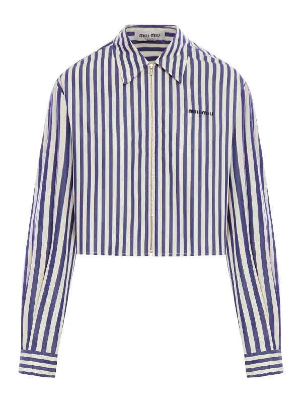 STRIPED POPLIN SHIRT Fleece Fabric Down Fabric Feather Fabric