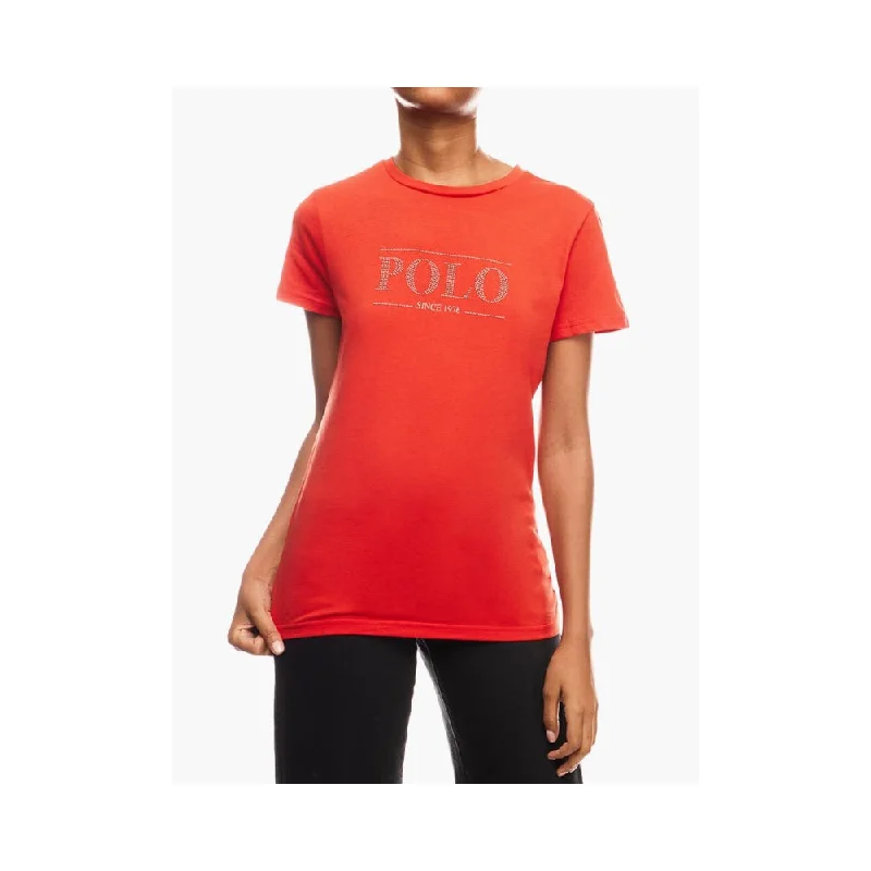 Polo Womens Nailhead Logo Ss T- Shirt  Orange Modern Contemporary Chic
