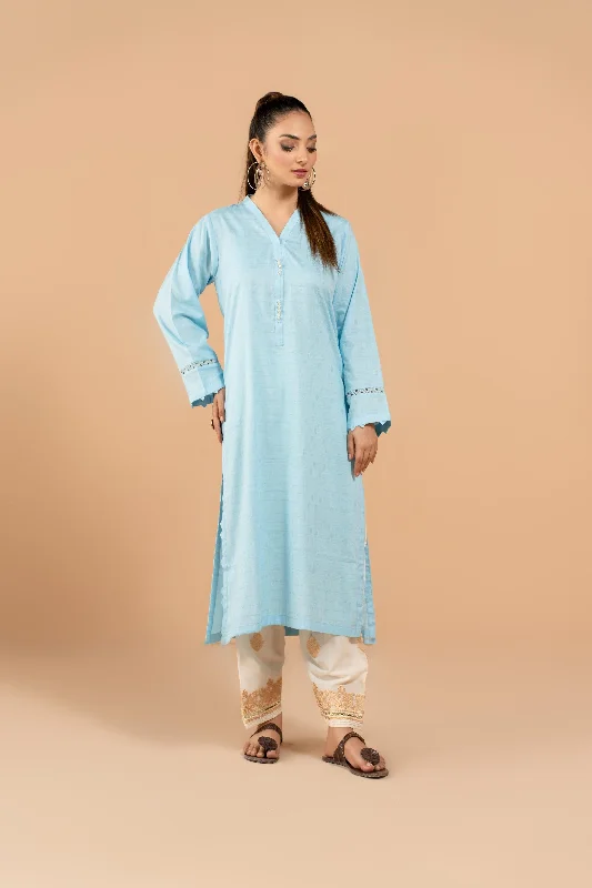 Solid Sky Blue Shirt - LDS 874 Hooded Caped Shawl Collar
