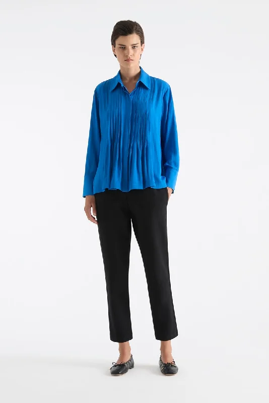 Straw Pleat Shirt in Topaz F67 8371 by MELA PURDIE Beaded Sequined Faux Fur