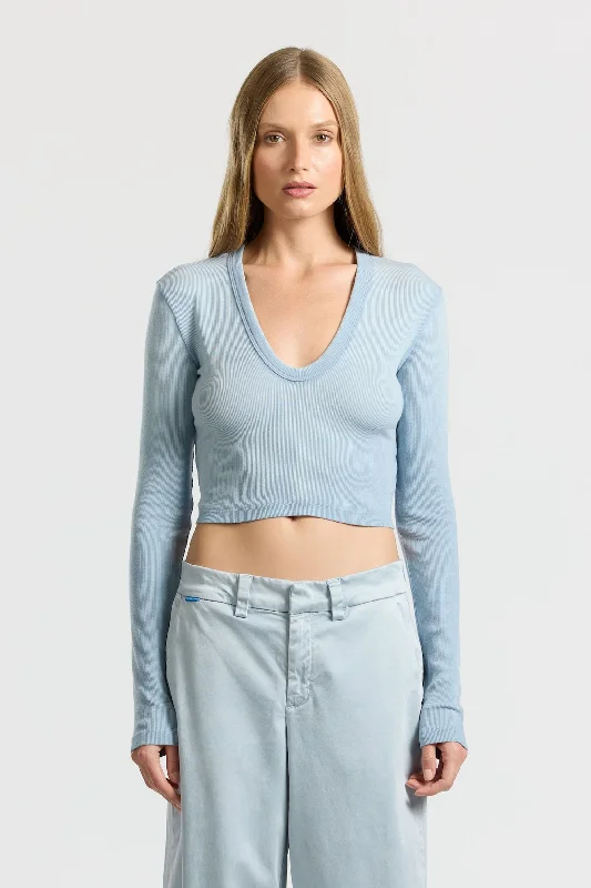 Verona Crop U-Neck Shirt (Sale) Zippered Front Buttoned Front Snap Front