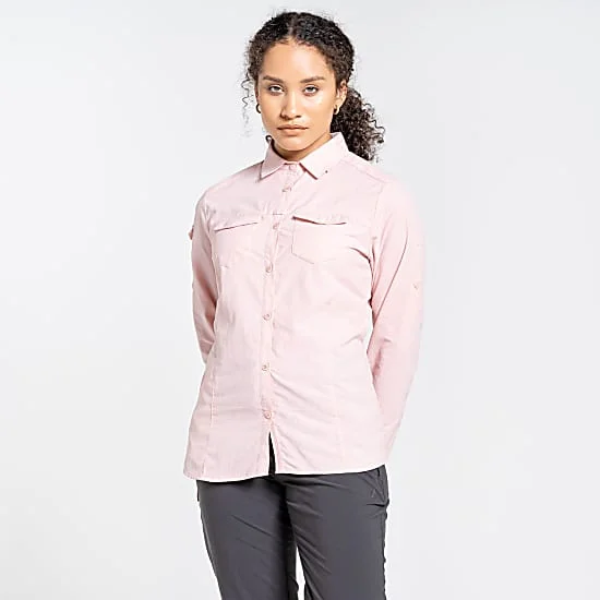 Craghoppers Nl Adv Ls Shirt Cws482 Peach Chenille Blend Fleece Blend Nylon Blend
