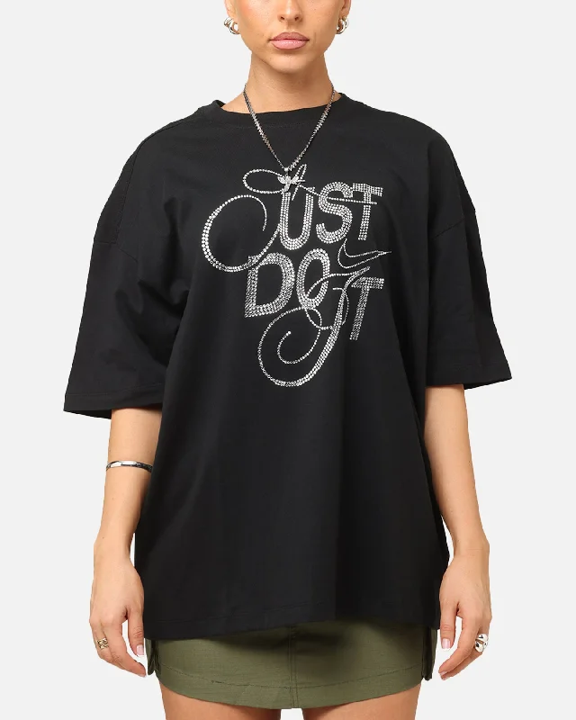 Nike Women's Sportswear Dance Oversized T-Shirt Black Mesh Blend Leather Blend Suede Blend Nike Women's Sportswear Dance Oversized T-Shirt Black Mesh Blend Leather Blend Suede Blend