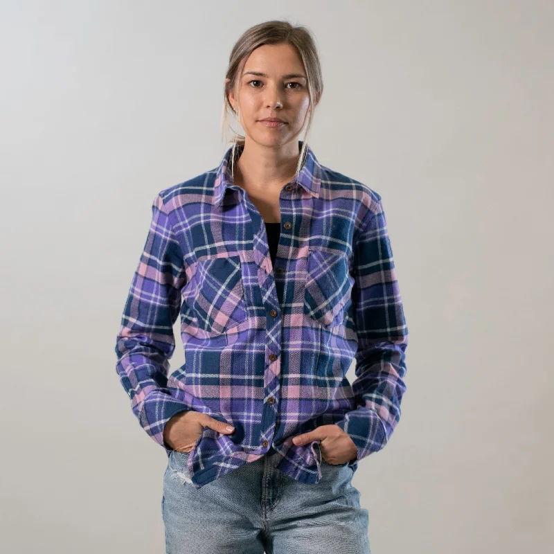 Women's Every Day Flannel Shirt- Blackberry Purple Anti-Shrink Durable Soft