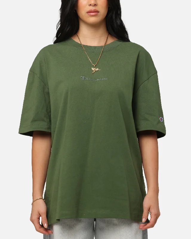 Champion Heritage New Script T-Shirt Green Zippered Front Buttoned Front Snap Front