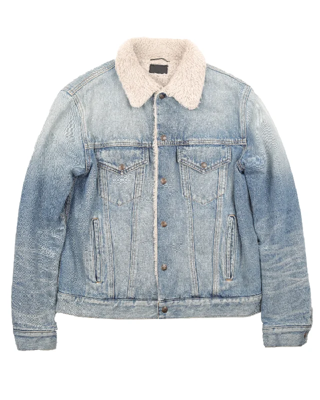 Lined Denim Trucker Jacket (2016) Boat Neck Shawl Collar Notched Collar