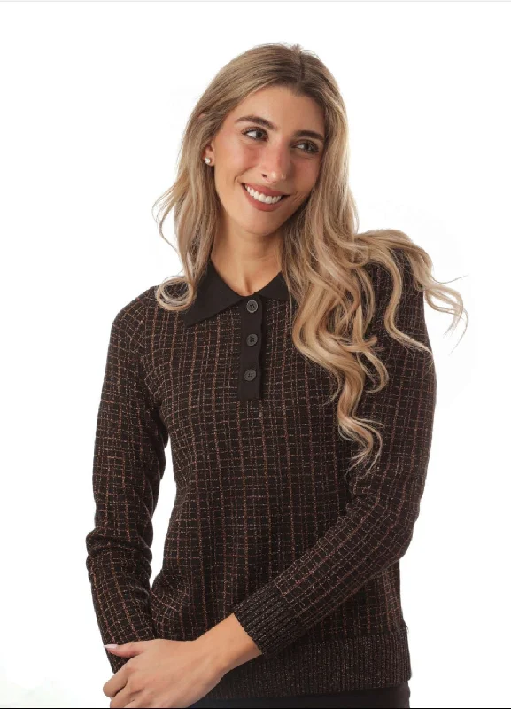 Paper Parachute Lurex Plaid Sweater High Neck Crew Neck V-Neck