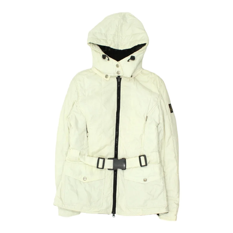 RefrigiWear Womens Off White Padded Hooded Coat | Vintage Designer Jacket VTG Welt Pockets Slit Pockets Flap Pockets RefrigiWear Womens Off White Padded Hooded Coat | Vintage Designer Jacket VTG Welt Pockets Slit Pockets Flap Pockets