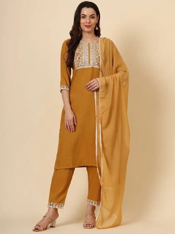 Orange Trendy Designer Readymade Pant Suit With Embroidery Work Classic Bootcut Trousers Orange Trendy Designer Readymade Pant Suit With Embroidery Work Classic Bootcut Trousers
