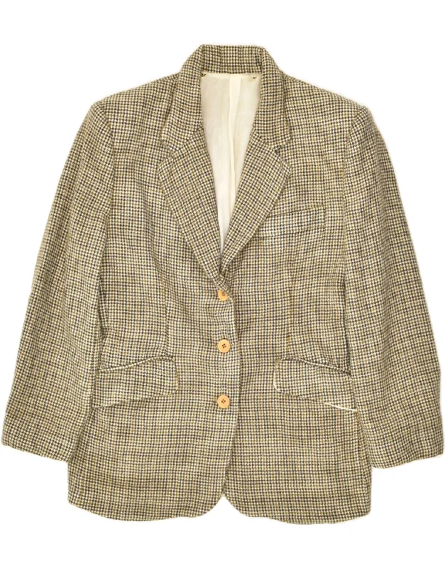 VINTAGE Womens 3 Button Blazer Jacket IT 44 Medium Beige Houndstooth Faux Fur Jacket Real Fur Jacket Shearling Jacket VINTAGE Womens 3 Button Blazer Jacket IT 44 Medium Beige Houndstooth Faux Fur Jacket Real Fur Jacket Shearling Jacket