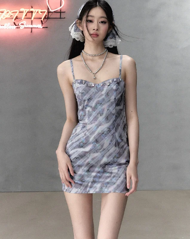 Colorful Plaid Purple Suspender Dress VIA0134 Tunics Trendy modern