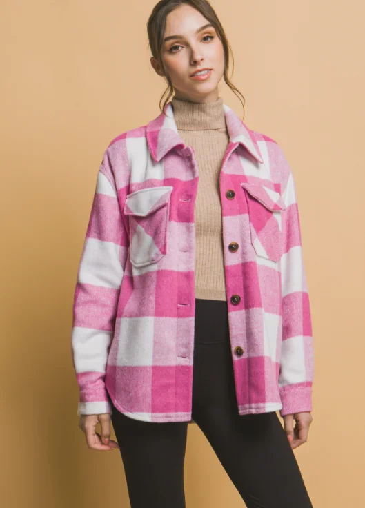 Flannel Button Up Jacket 80032 Fleece Jacket Down Jacket Feather Jacket