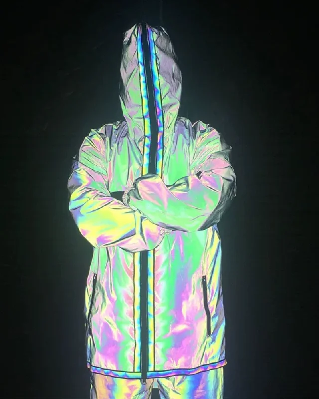Techwear Colorful Reflective Hooded Jacket Toggled Jacket Drawstring Jacket Belted Jacket Techwear Colorful Reflective Hooded Jacket Toggled Jacket Drawstring Jacket Belted Jacket