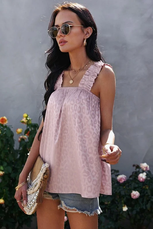 Leopard Tank Top - Pink rhinestone tank top