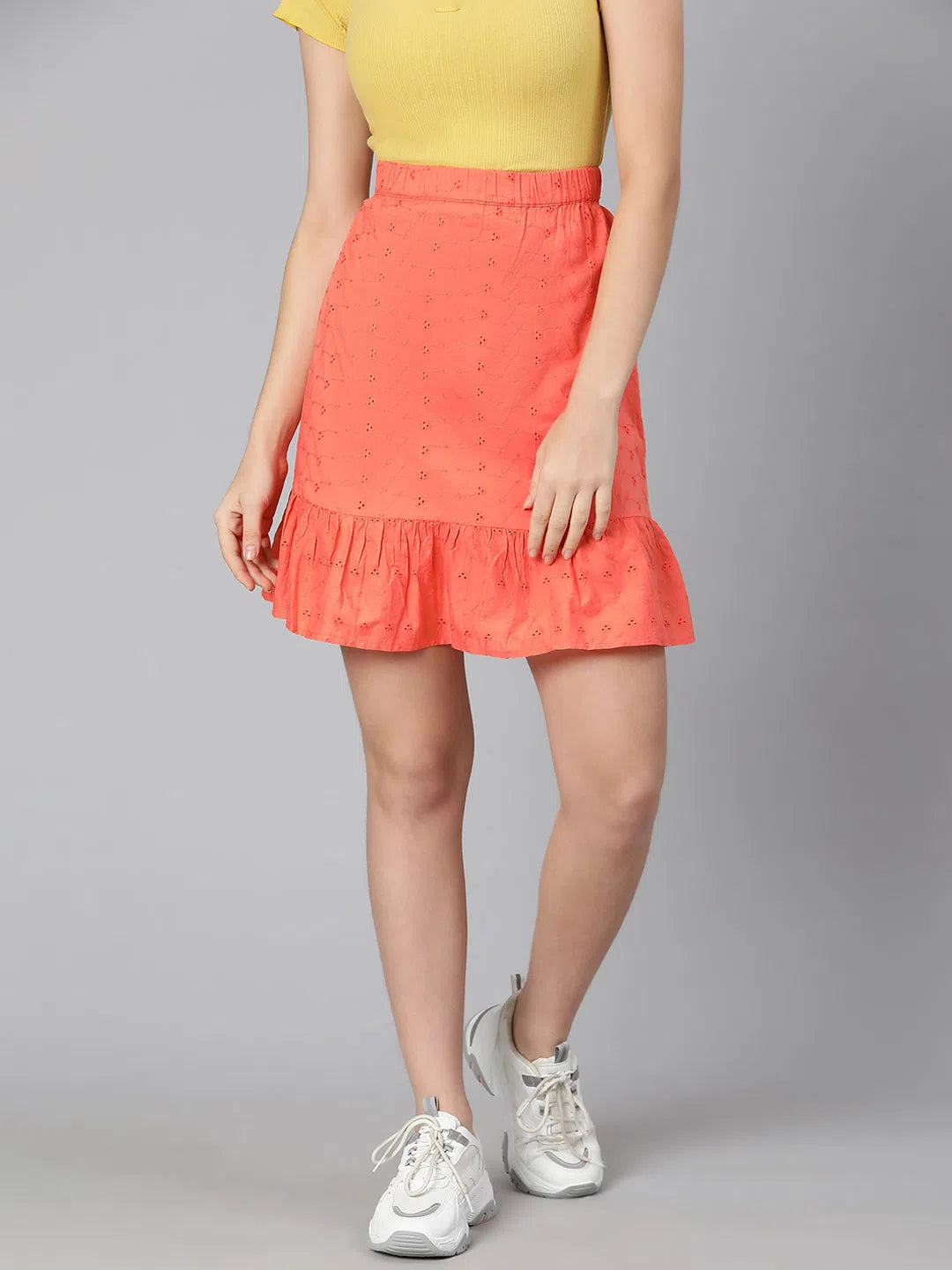 Kingly schiffy fabric elastiacted women skirt spandex blend skirt