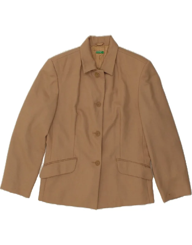 BENETTON Womens 4 Button Blazer Jacket IT 46 Large Brown Wool Wool Jacket Cashmere Jacket Tweed Jacket BENETTON Womens 4 Button Blazer Jacket IT 46 Large Brown Wool Wool Jacket Cashmere Jacket Tweed Jacket