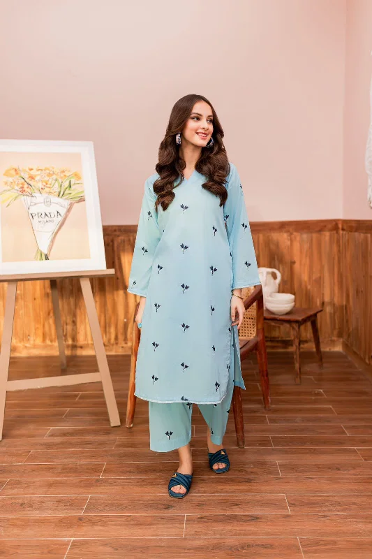 2PC Embroidered Dress- ESB11 Shift Classic Vintage