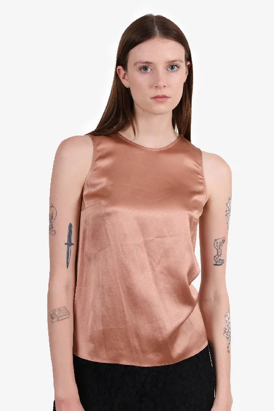 Brunello Cucinelli Pink Silk Tank Top Size XS fitted tank top