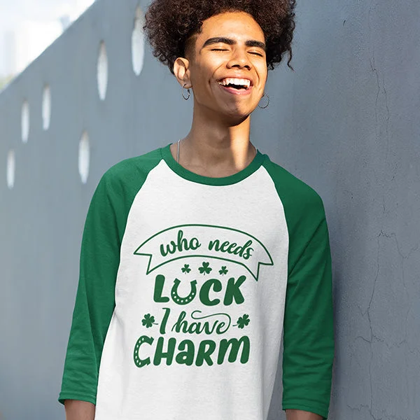 Who Needs Luck, I Have Charm TShirt, Saint Patricks Day Shirt, Happy St Patricks Day Shirt, Irish Shirt, Shamrock Shirt, Pinch Proof Sweatshirt Hoodie with Batwing Sleeves Loose Dramatic
