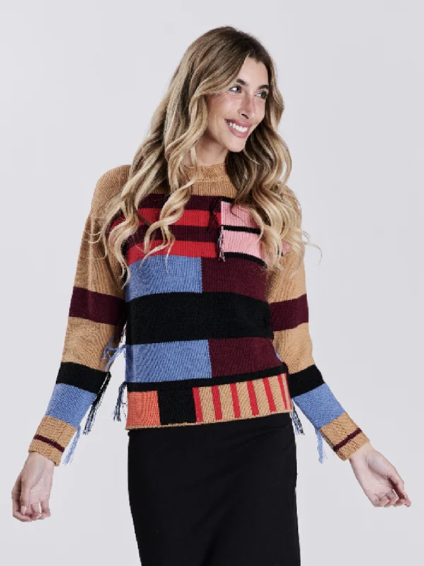 Paper Parachute Fringe Sweater Cable Knit Ribbed Knit Lace Knit