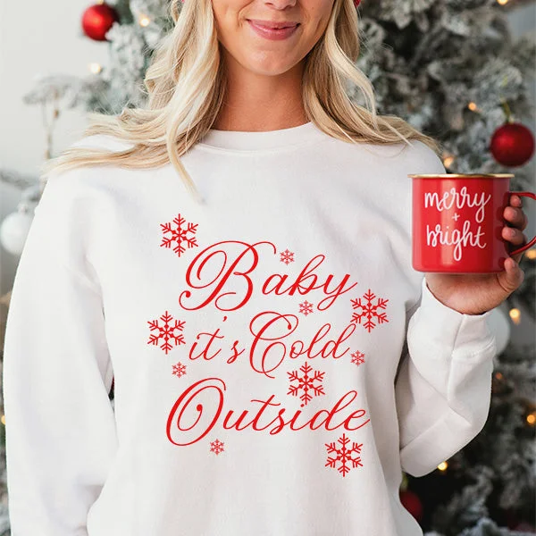 Baby It's Cold Outside Christmas Sweatshirt, Long Sleeve TShirt & Hoodie, Sizes Small to 6XL, Christmas Gift for Her Hoodie with Button Placket Classic Preppy